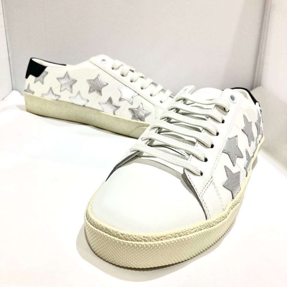 Saint Laurent Womans Silver Star Sneaker Size 38.5 / US 8.5